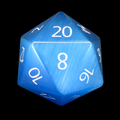 TDSO Cats Eye Glass Aquamarine & White D20 Dice