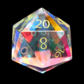 TDSO Zircon Glass Rainbow & Gold D20 Dice