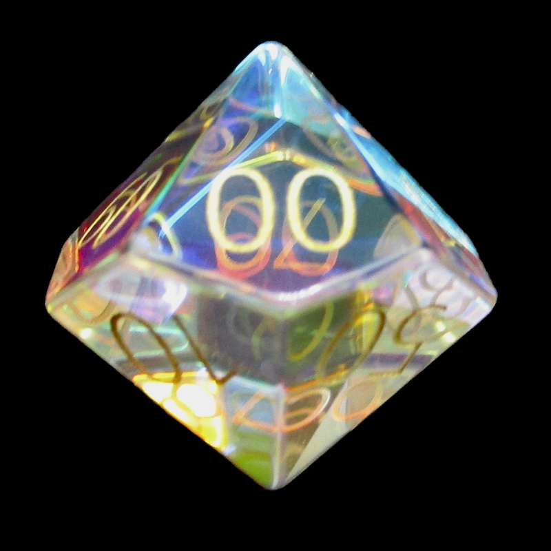 TDSO Zircon Glass Rainbow & Gold Percentile Dice