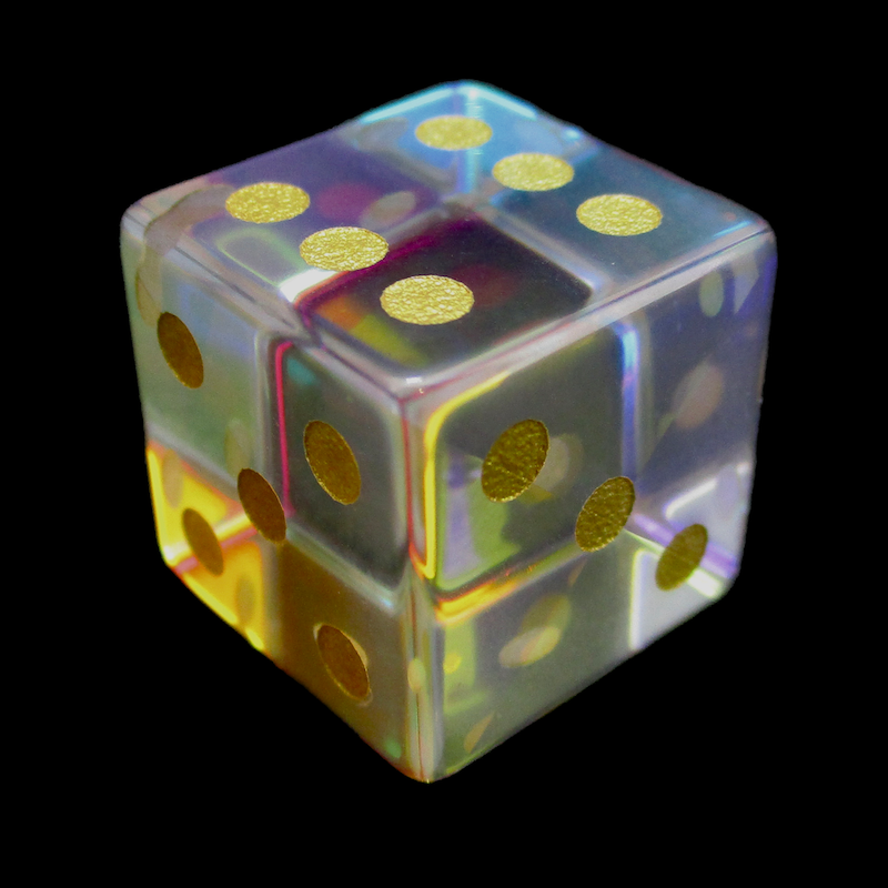 TDSO Zircon Glass Rainbow & Gold D6 Spot Dice