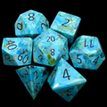TDSO Gemstone Natural Stabilised Turquoise & Black 7 Dice Polyset