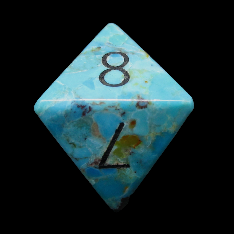 TDSO Gemstone Natural Stabilised Turquoise & Black D8 Dice