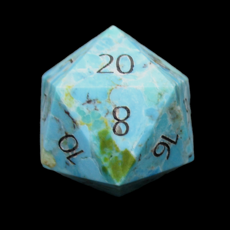 TDSO Gemstone Natural Stabilised Turquoise & Black D20 Dice