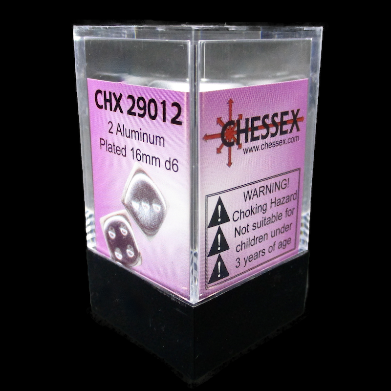 Chessex Metal Plated Aluminium 2 x D6 Spot Dice Set