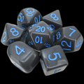 Role 4 Initiative Opaque Dark Grey & Light Blue 7 Dice Polyset with Arch D4