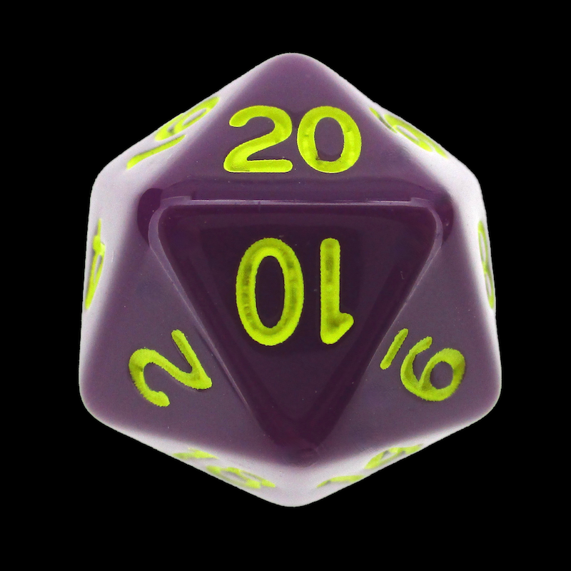 Role 4 Initiative Opaque Dark Purple & Yellow D20 Dice