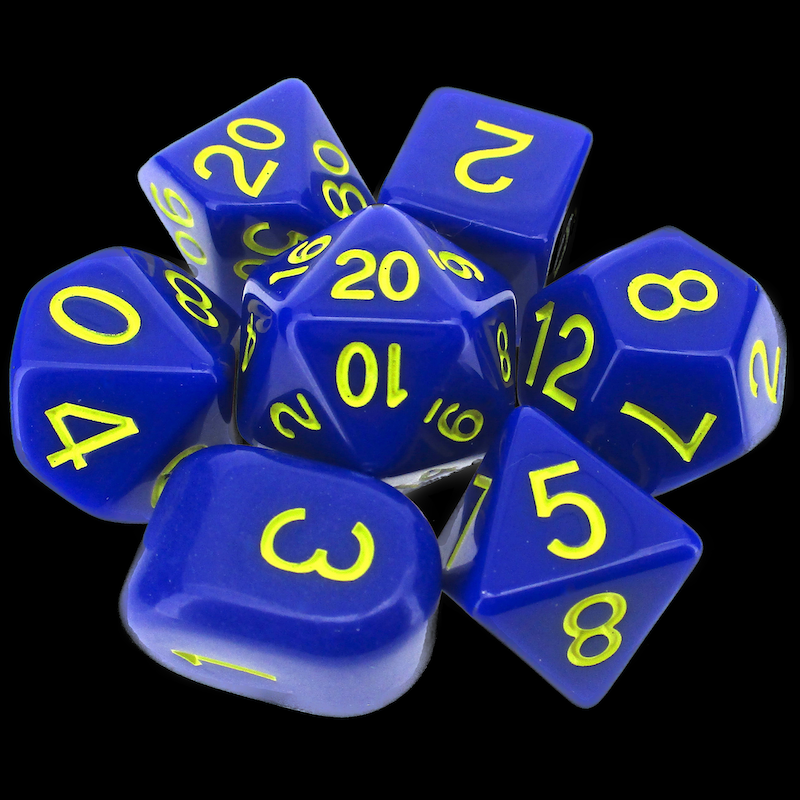 Role 4 Initiative Opaque Dark Blue & Yellow 7 Dice Polyset with Arch D4