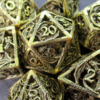 TDSO Metal Hollow Flying Dragon Gold 7 Dice Polyset