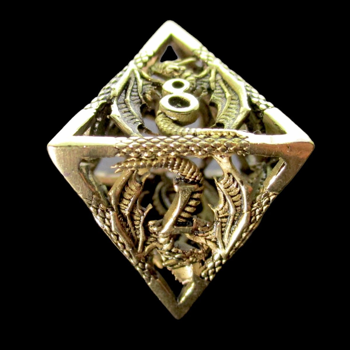 TDSO Metal Hollow Flying Dragon Gold D8 Dice