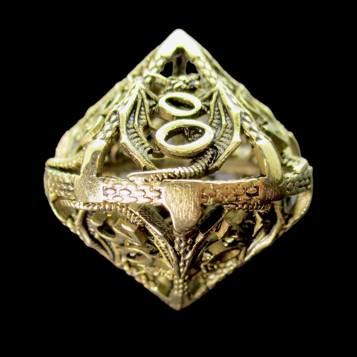 TDSO Metal Hollow Flying Dragon Gold Percentile Dice
