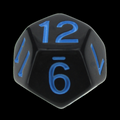 Role 4 Initiative Opaque Black & Light Blue D12 Dice