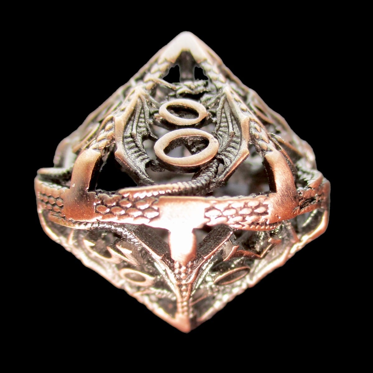 TDSO Metal Hollow Flying Dragon Antique Copper Percentile Dice