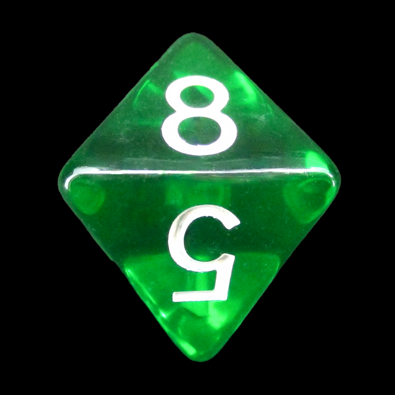 Role 4 Initiative Translucent Dark Green & White D8 Dice
