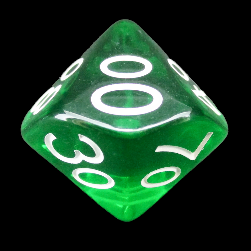 Role 4 Initiative Translucent Dark Green & White Percentile Dice