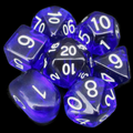 Role 4 Initiative Translucent Dark Blue & White 7 Dice Polyset with Arch D4