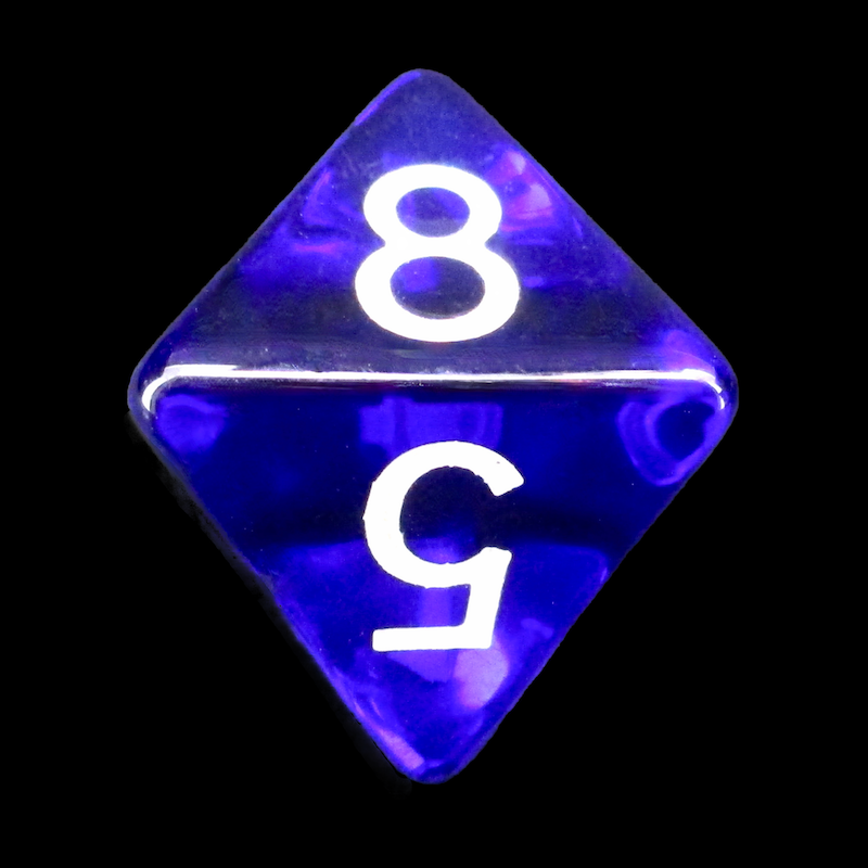 Role 4 Initiative Translucent Dark Blue & White D8 Dice