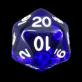 Role 4 Initiative Translucent Dark Blue & White D20 Dice