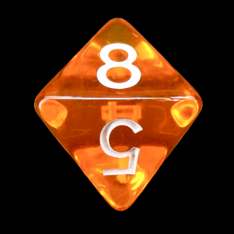 Role 4 Initiative Translucent Orange & White D8 Dice