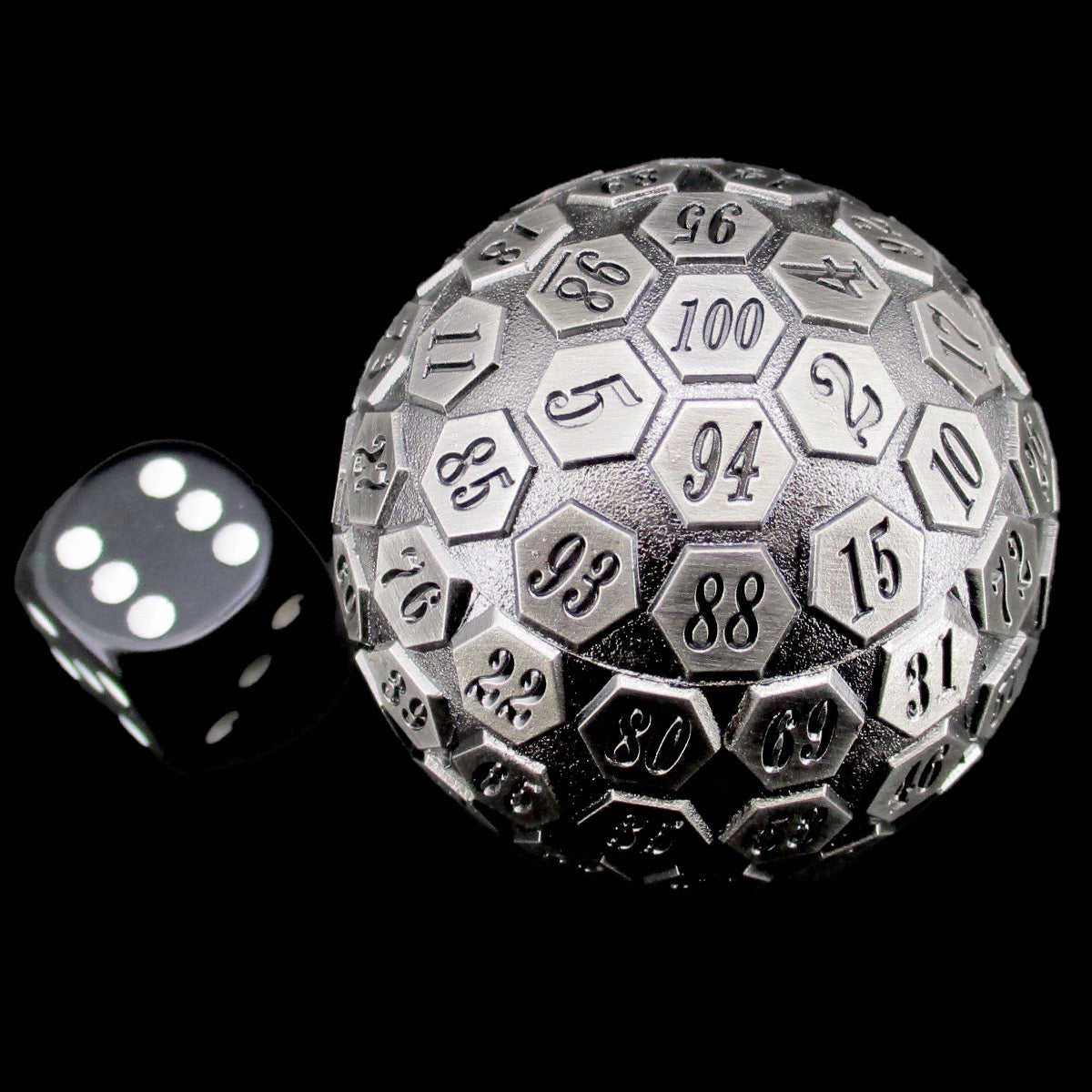 TDSO Metal Meteor Antique Silver HUGE 45mm D100 Dice