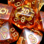 TDSO Gear & Cogs Amber & Copper 7 Dice Polyset