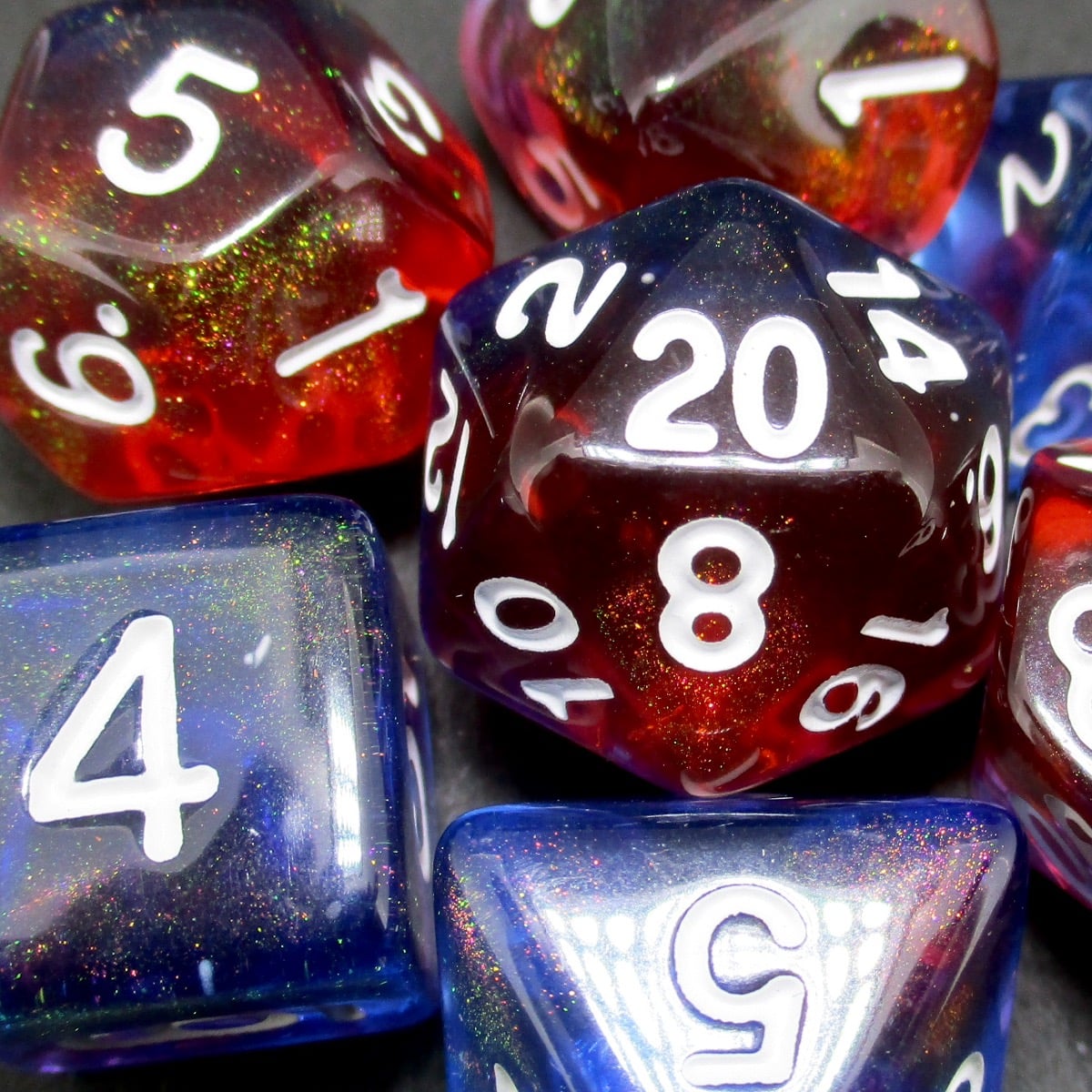 TDSO Transparent Moonstone Valor 7 Dice Polyset