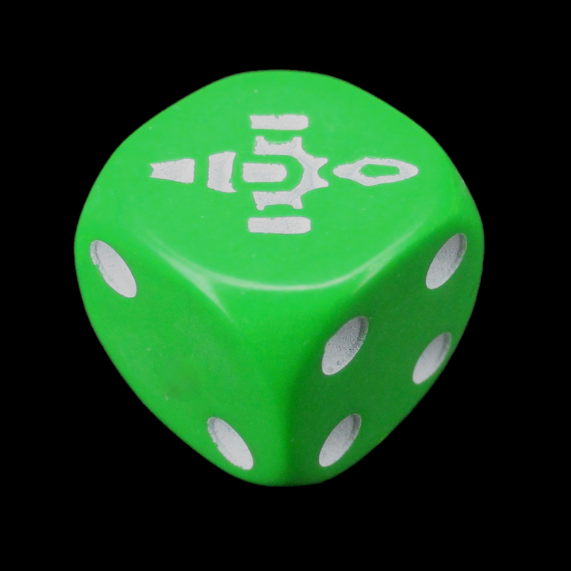 CLEARANCE Opaque Green & White Firefly D6 Spot Dice OOP