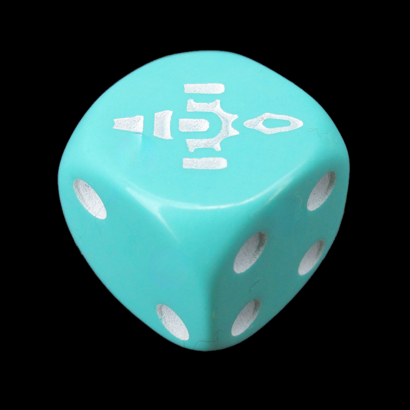 CLEARANCE Opaque Spearmint & White Firefly D6 Spot Dice OOP