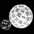 TDSO Cannonball Opaque White & Black HUGE 45mm D100 Dice