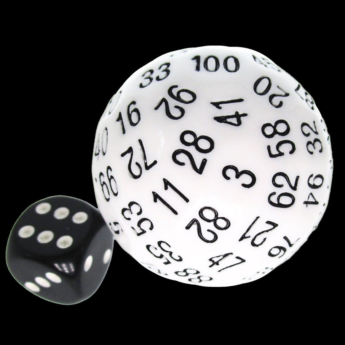 TDSO Cannonball Opaque White & Black HUGE 45mm D100 Dice