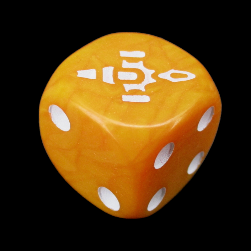 CLEARANCE Opaque Orange with White Firefly D6 Spot Dice OOP