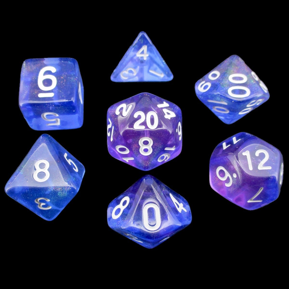 TDSO Transparent Moonstone Orchid 7 Dice Polyset