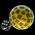 TDSO Cannonball Opaque Yellow & Black HUGE 45mm D100 Dice