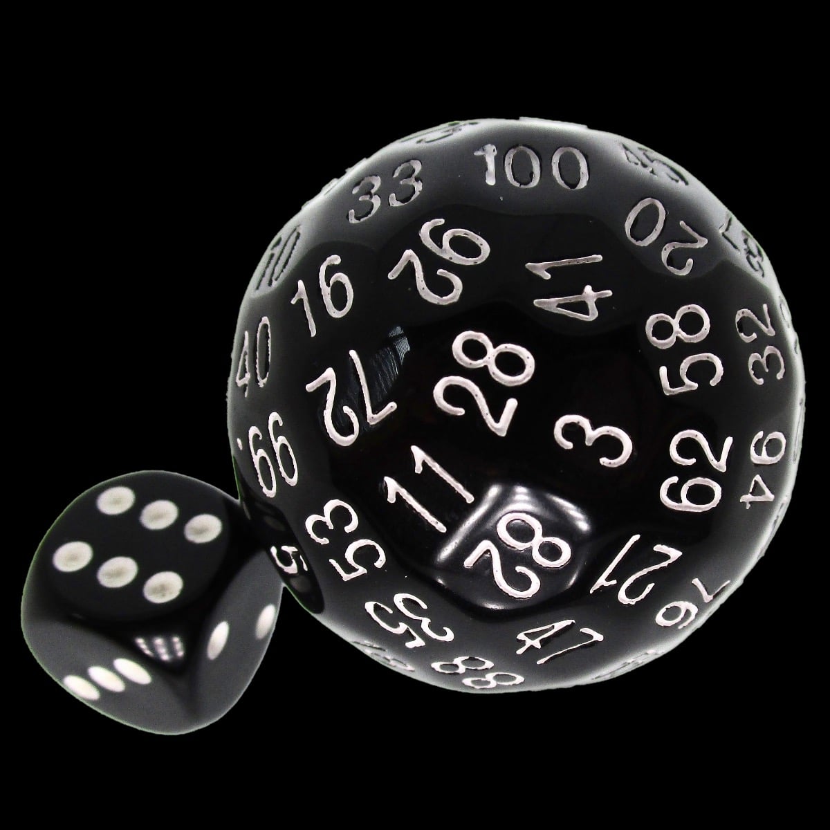 TDSO Cannonball Opaque Black & White HUGE 45mm D100 Dice