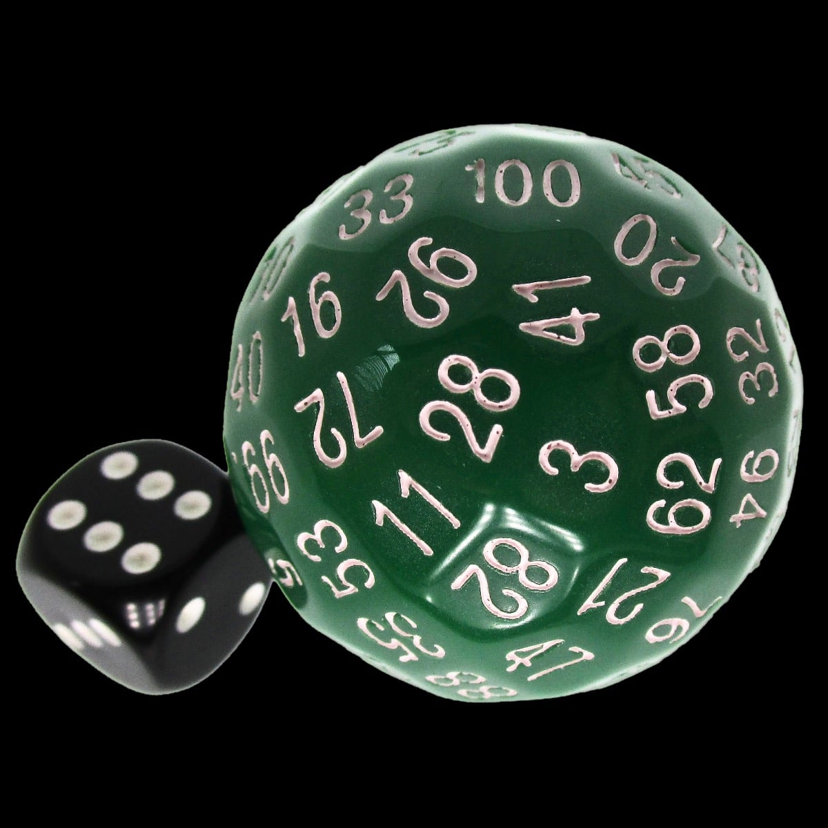 TDSO Cannonball Opaque Green & White HUGE 45mm D100 Dice