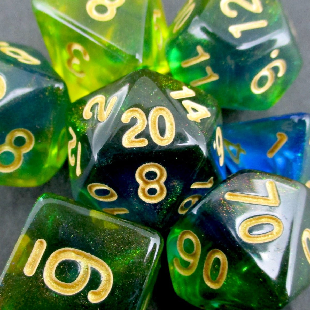 TDSO Transparent Moonstone Azure 7 Dice Polyset