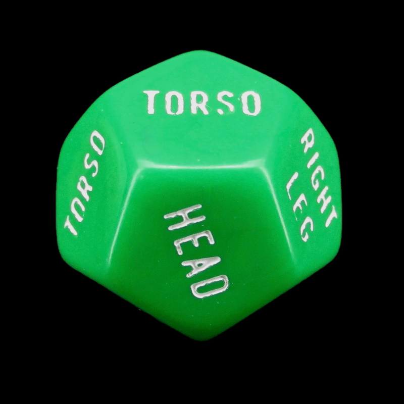 HALF PRICE CLEARANCE D&G Opaque Green Hit Location D12 Dice OOP