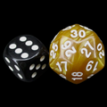 TDSO Pearl Golden &amp; White Spindown  / Countdown 25mm D30 Dice