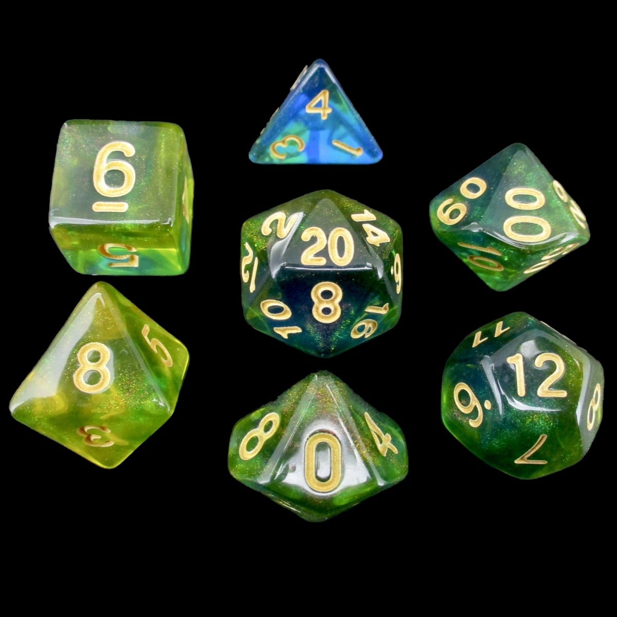 TDSO Transparent Moonstone Azure 7 Dice Polyset
