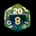 TDSO Transparent Moonstone Azure D20 Dice