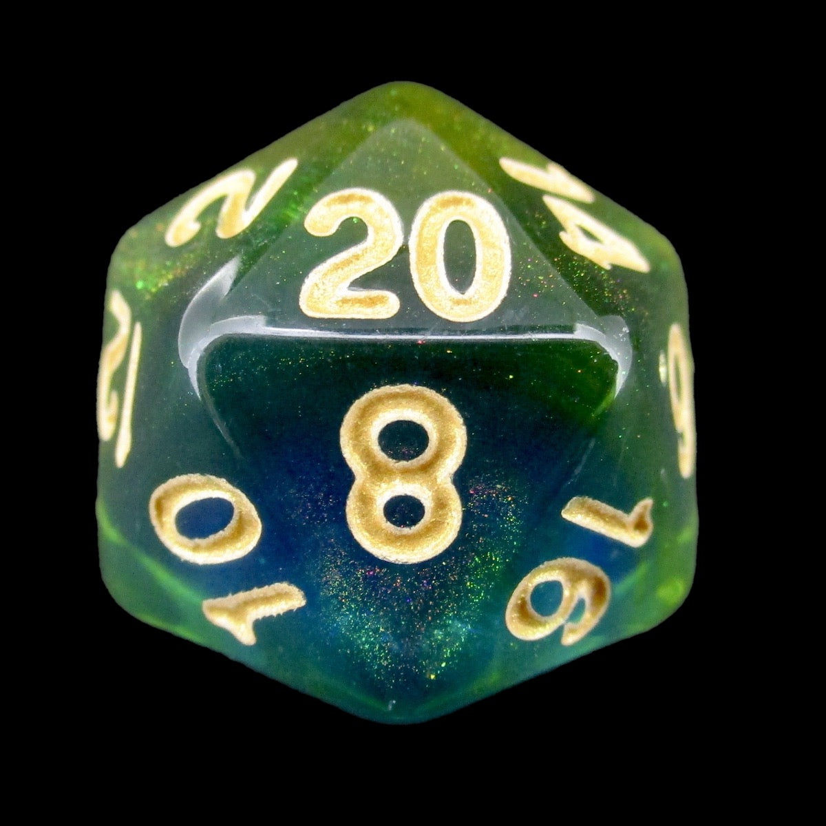 TDSO Transparent Moonstone Azure D20 Dice