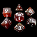 TDSO Transparent Moonstone Maroon 7 Dice Polyset