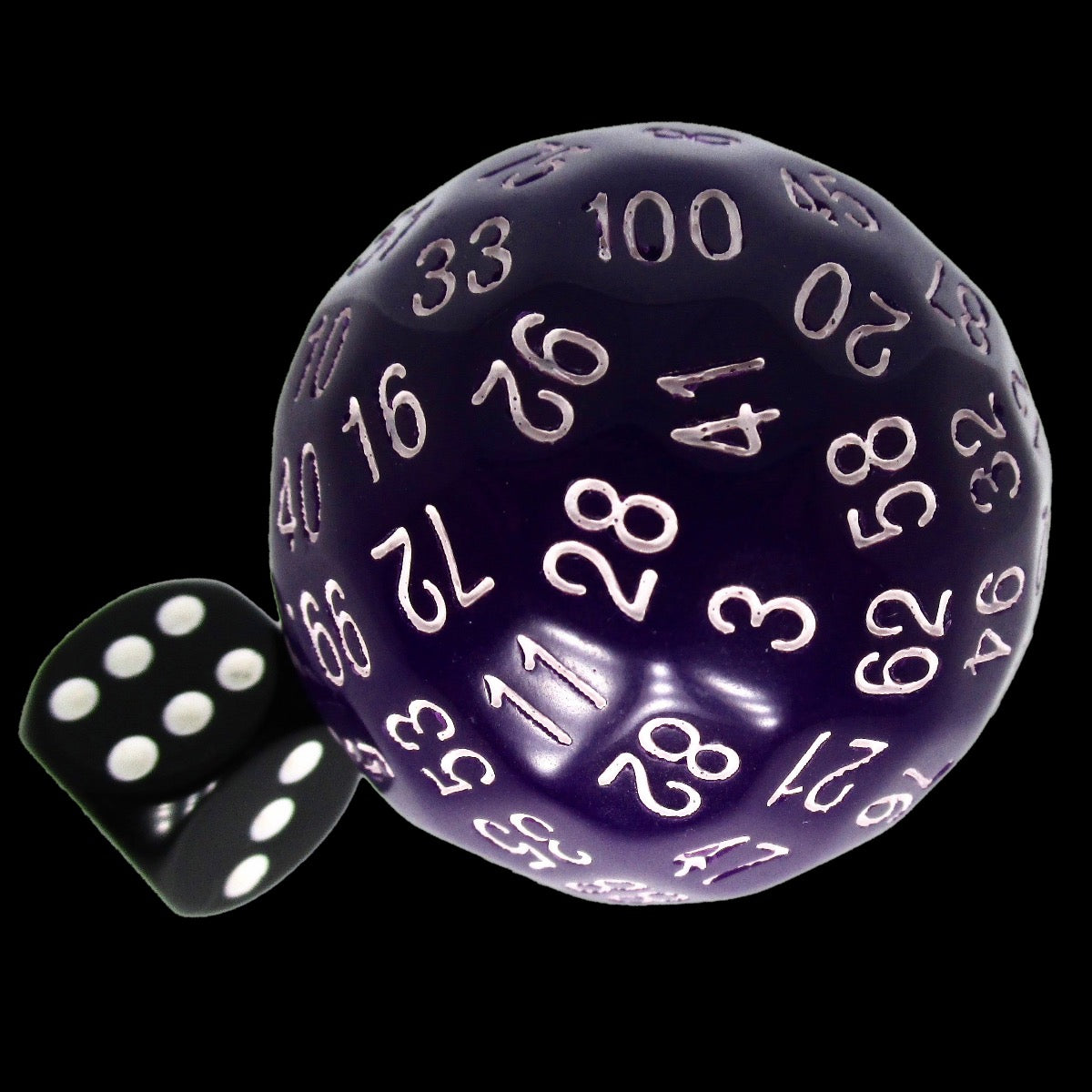 TDSO Cannonball Opaque Purple & White HUGE 45mm D100 Dice