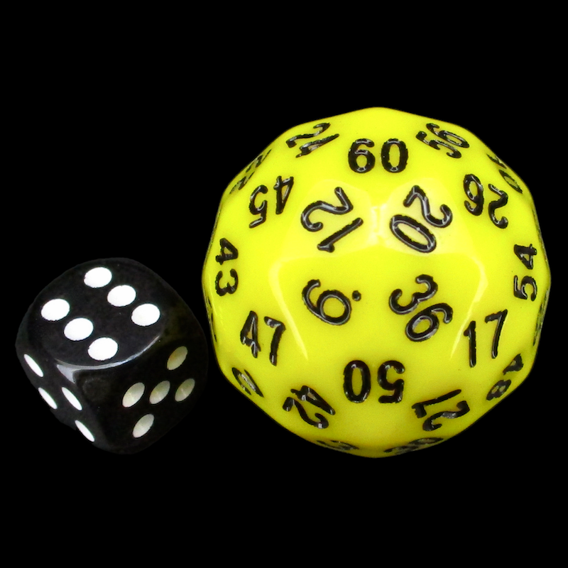 The Dice Lab Opaque Yellow & Black 38mm D60 Dice