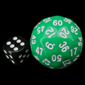 The Dice Lab Opaque Green & White 38mm Deltoidal D60 Dice
