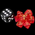 TDSO Translucent Red & Gold MINI 10mm 7 Dice Polyset