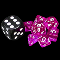 TDSO Translucent Purple & White MINI 10mm 7 Dice Polyset