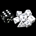 TDSO Opaque White & Black MINI 10mm 7 Dice Polyset