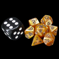 TDSO Pearl Amber & Black MINI 10mm 7 Dice Polyset