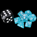 TDSO Glitter Teal & White MINI 10mm 7 Dice Polyset