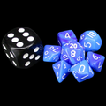 TDSO Opaque Blue & Purple with White MINI 10mm 7 Dice Polyset